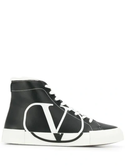 Shop Valentino Vlogo Printed Sneakers In Black