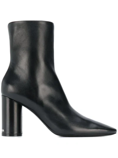Shop Balenciaga Round Ankle Boots In Black