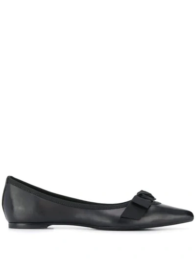 Shop Anna Baiguera Bow-detail Pointed Ballerinas In Black