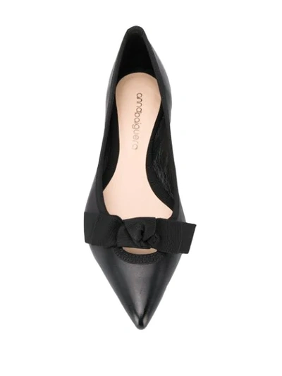 Shop Anna Baiguera Bow-detail Pointed Ballerinas In Black