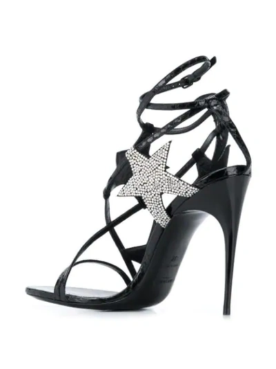 Shop Saint Laurent Star Embellished Sandals In Black