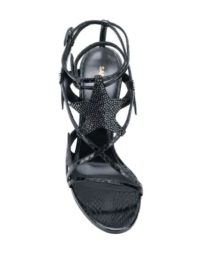 Shop Saint Laurent Star Embellished Sandals In Black