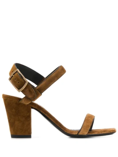 Shop Saint Laurent Block Heel Sandals In Brown