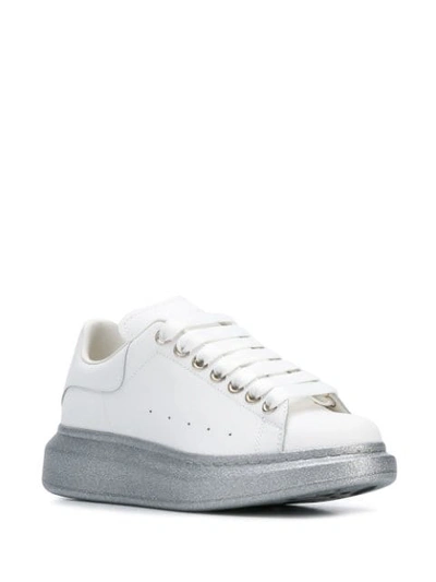 Shop Alexander Mcqueen Oversized Glitter Low-top Sneakers In White
