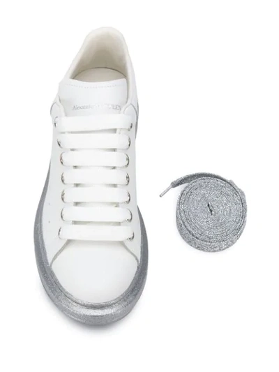 Shop Alexander Mcqueen Oversized Glitter Low-top Sneakers In White