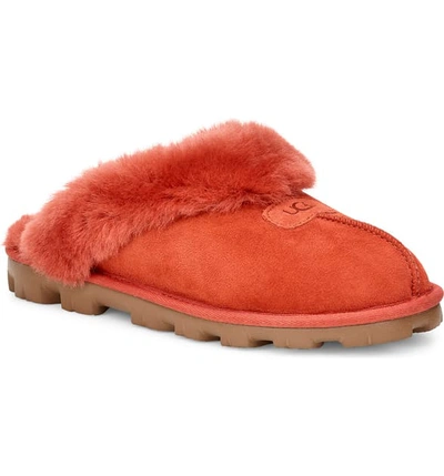 Shop Ugg Genuine Shearling Slipper In Terracotta