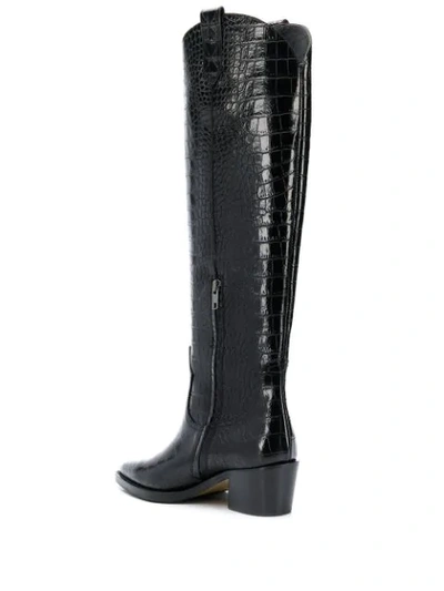 Shop Via Roma 15 Embossed Cowboy Boots In Black
