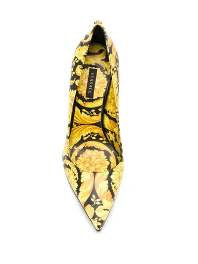 Shop Versace Baroque Printed Pumps In Yellow