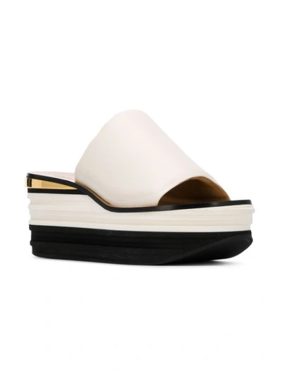 Shop Chloé Camille Wedge Mules In White