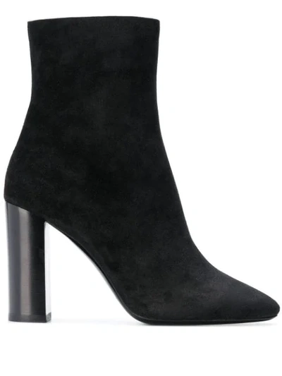 Shop Saint Laurent Suede Ankle Boots In Black