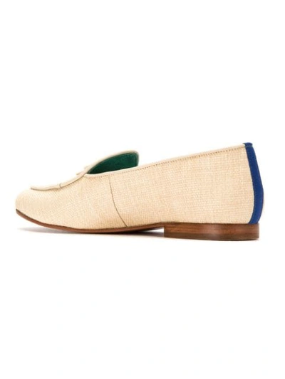 leather and straw Bow Tie loafers