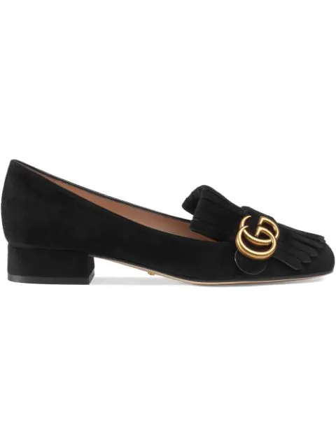 gucci marmont fringed suede loafers