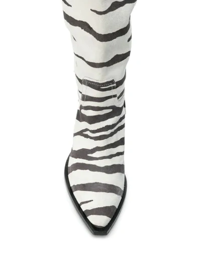 Shop A.f.vandevorst Zebra Over The Knee Boots In White