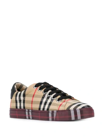 Shop Burberry Vintage Check Sneakers In Nude