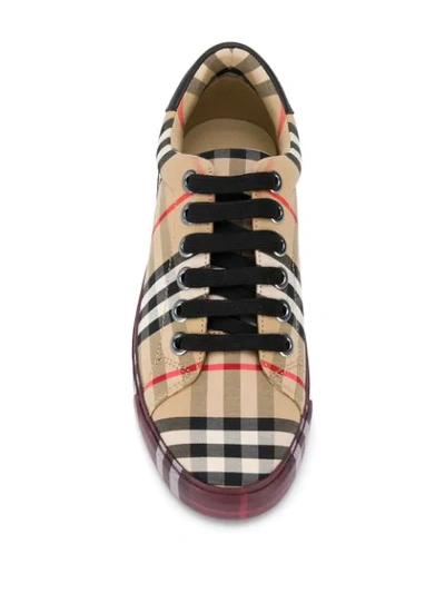 Shop Burberry Vintage Check Sneakers In Nude