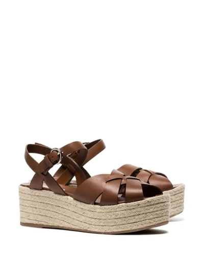 Shop Prada Strappy Platform Sandals In Brown
