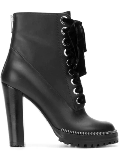 Shop Sergio Rossi Lace-up Ankle Boots - Black