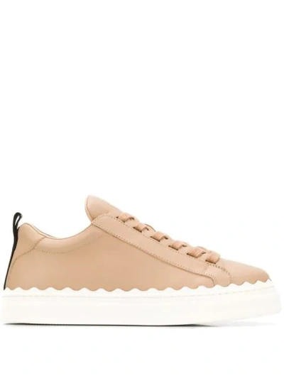 Shop Chloé Lauren Lace-up Sneakers In Neutrals