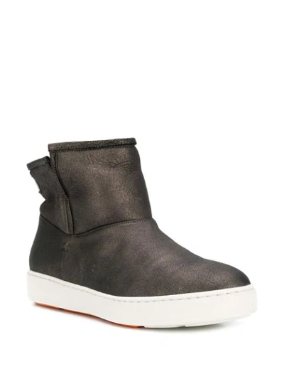 Shop Santoni Fur-lined Ankle Boots In Grey