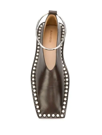 Shop Jil Sander Metal Anklet Flat Pumps In Brown