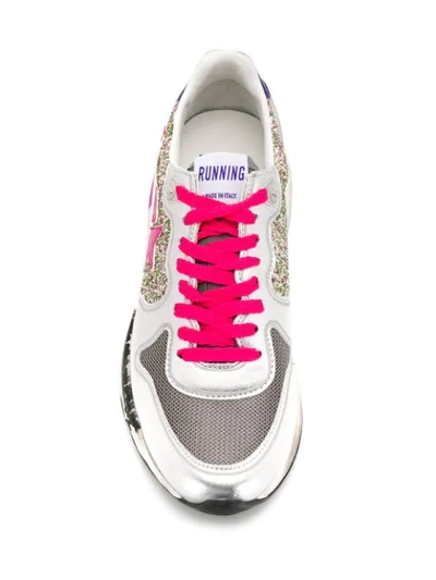 Shop Golden Goose Running Sole Glitter Sneakers In Grey