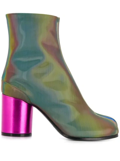 Shop Maison Margiela Metallic Tabi Boots In Green