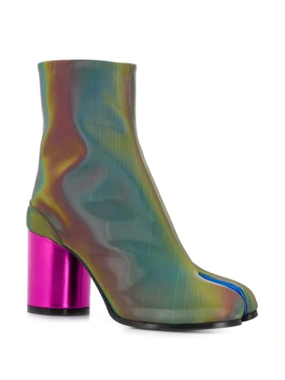 Shop Maison Margiela Metallic Tabi Boots In Green