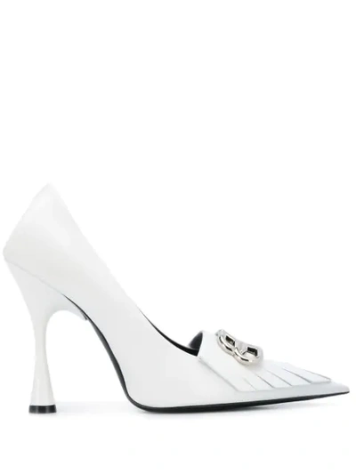 Shop Balenciaga Bb Fringe Pumps In White