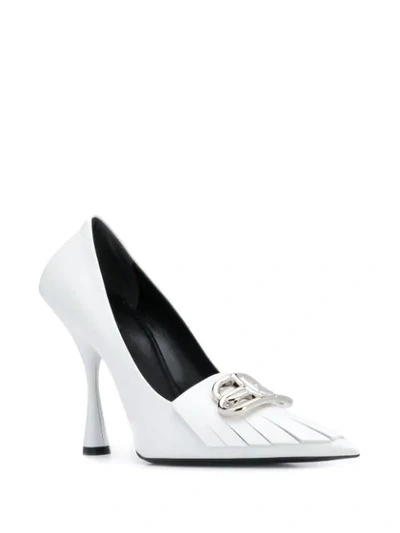 Shop Balenciaga Bb Fringe Pumps In White