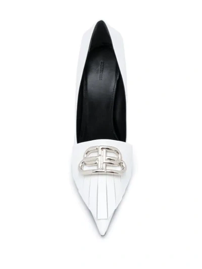 Shop Balenciaga Bb Fringe Pumps In White