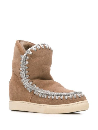 Shop Mou Fly Stitch Boots In Brown