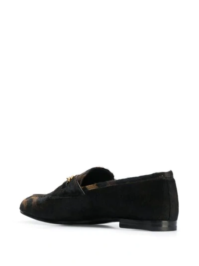 Shop Tom Ford Leopard Print Chain Loafers In Black