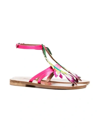 multicoloured Ariana feather satin sandals