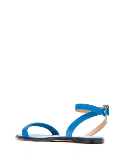 Shop Egrey Leather Flat Sandals In Blue