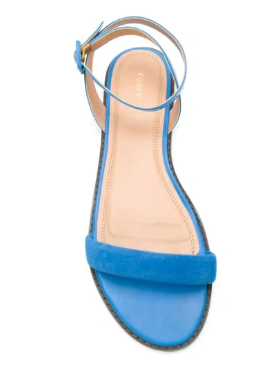 Shop Egrey Leather Flat Sandals In Blue