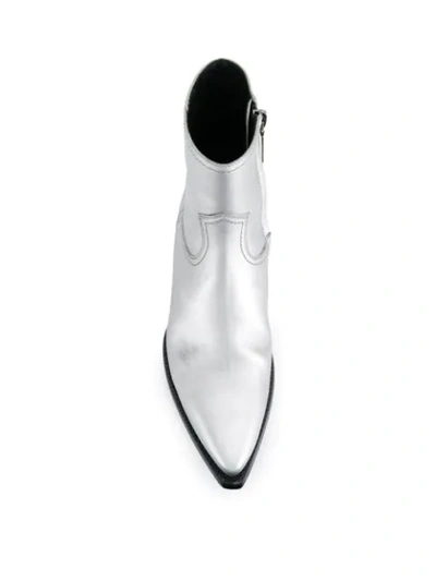 Shop Saint Laurent Lukas 40 Zipped Boots In Silver
