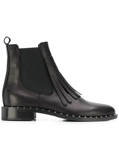 Shop Via Roma 15 Fringed Stud Trim Chelsea Boots - Black