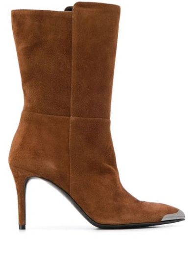 Shop Albano Toe Cap Boots In Cam Cuoio