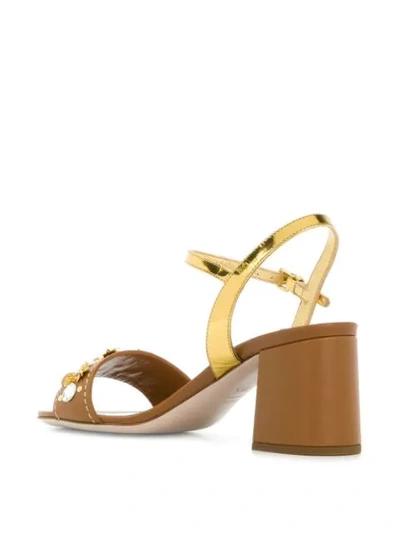 Shop Miu Miu Embellished Strap Sandals In Brown