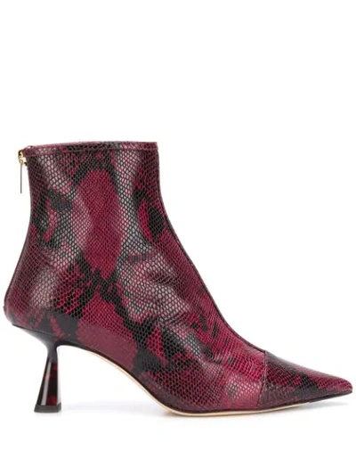 Shop Jimmy Choo Kix 65 Snake Print Ankle Boots In Red