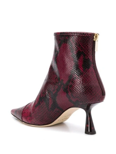 Shop Jimmy Choo Kix 65 Snake Print Ankle Boots In Red