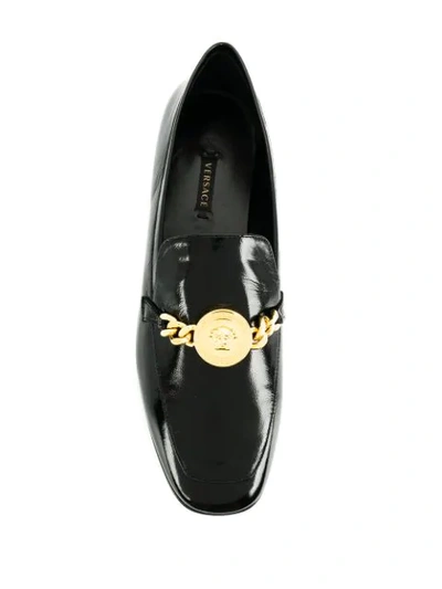 Shop Versace Medusa Medallion Loafers In D41oh Nero/ Oro Caldo