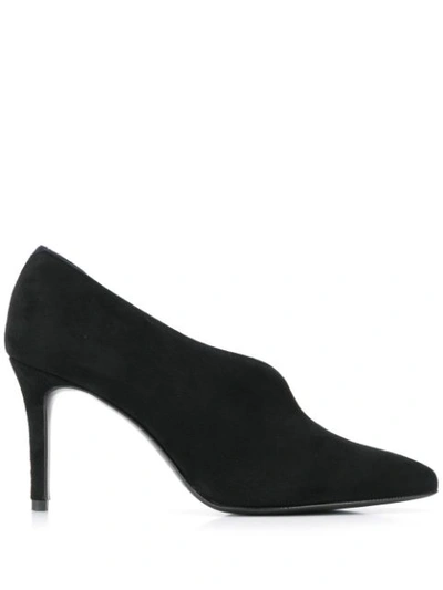 Shop Albano Opened Side Pumps In Cam Nero