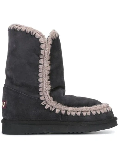 Shop Mou 'eskimo' Calf Length Boots In Grey