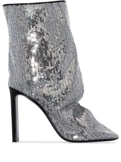 Shop Nicholas Kirkwood D'arcy 105mm Sequin-embellished Boots In Silver