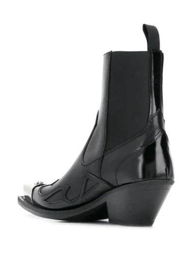 Shop Versace Contrast Toe Western Boots In Black