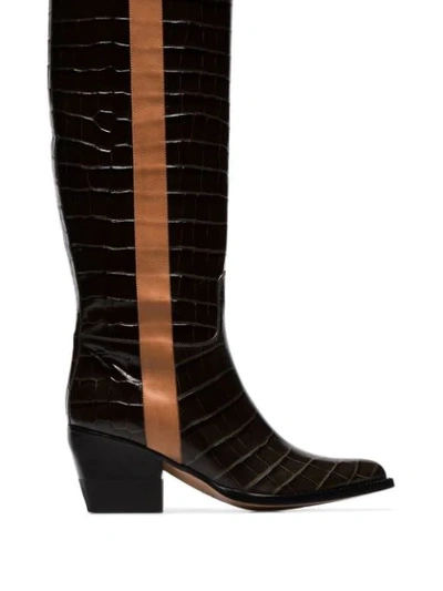 Shop Chloé Coffee Brown 60 Knee High Leather Boots In Green