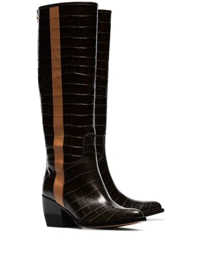 Shop Chloé Coffee Brown 60 Knee High Leather Boots In Green