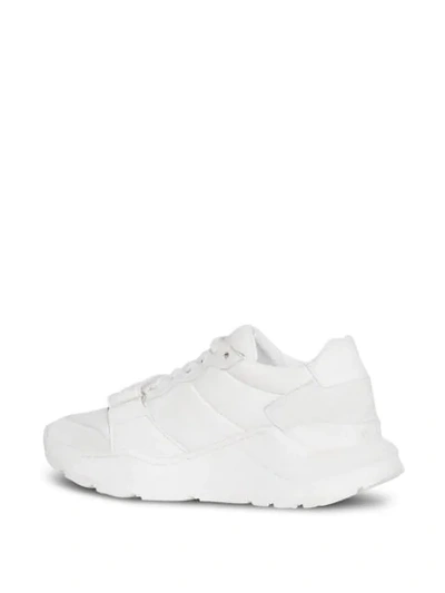 Shop Burberry Suede, Neoprene And Leather Sneakers In White