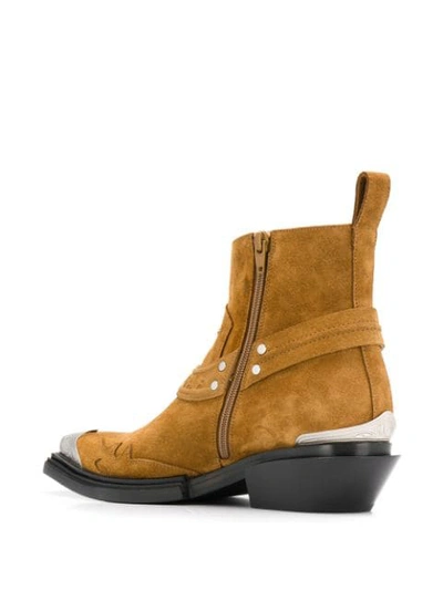 Shop Balenciaga Santiag Harness Boots In Brown
